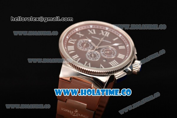 Ulysse Nardin Marine Chrono Asia Automatic Steel Case with Roman Numeral Markers and Brown Dial - Click Image to Close